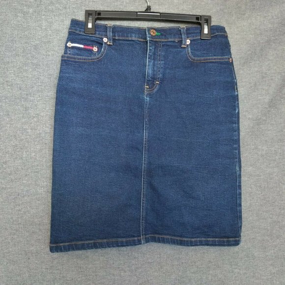 Tommy Jeans Pencil Skirt Sz 9 Waist 28" Back Slit - Picture 2 of 5